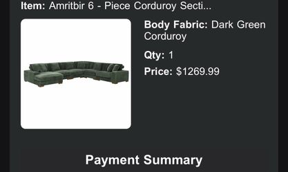 6 piece Corduroy Sectional