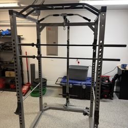 Valor Fitness Power Rack w/ High & Low Pulley + Barbells