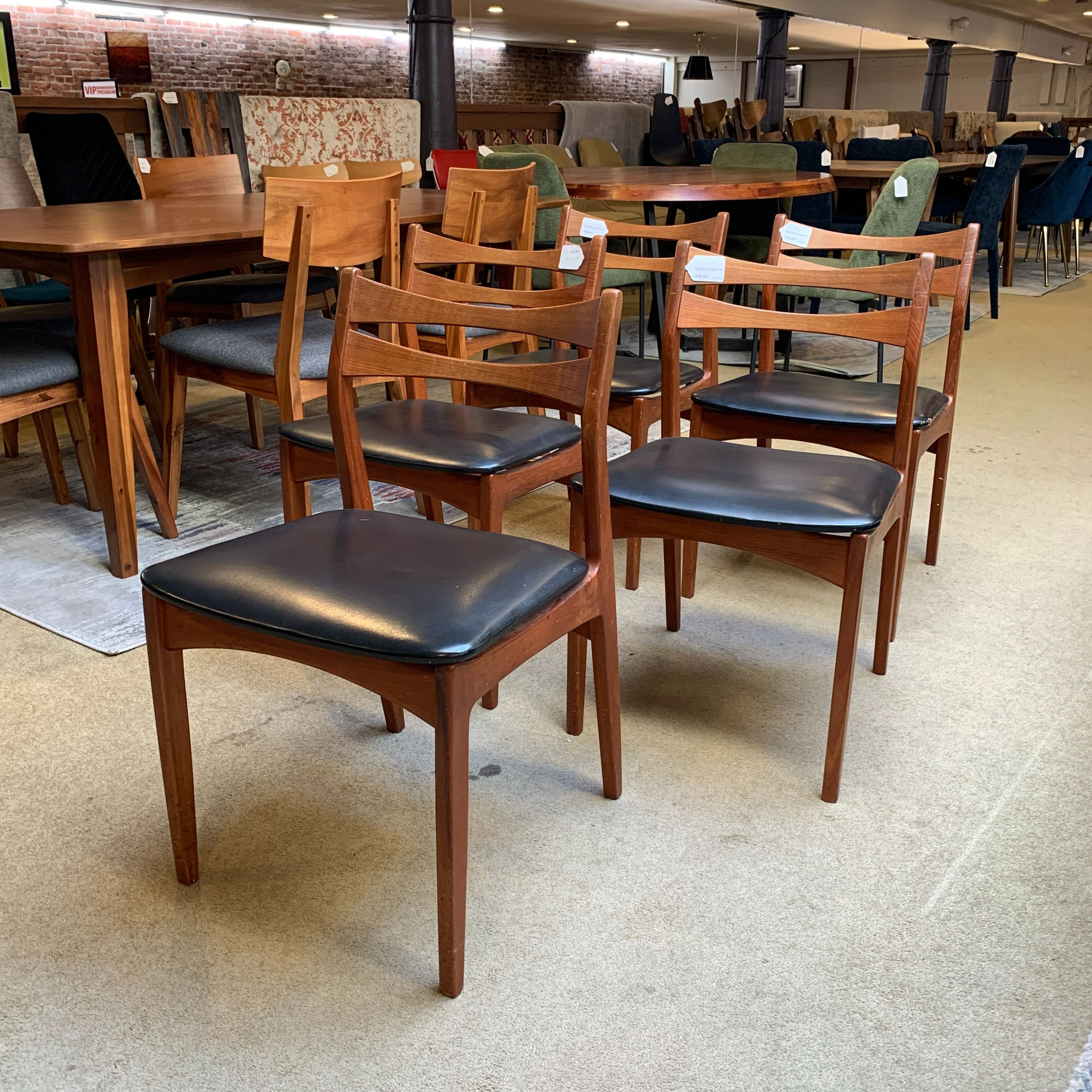 MCM Christian Linnberg Black Seat Dining Chair SET of 5