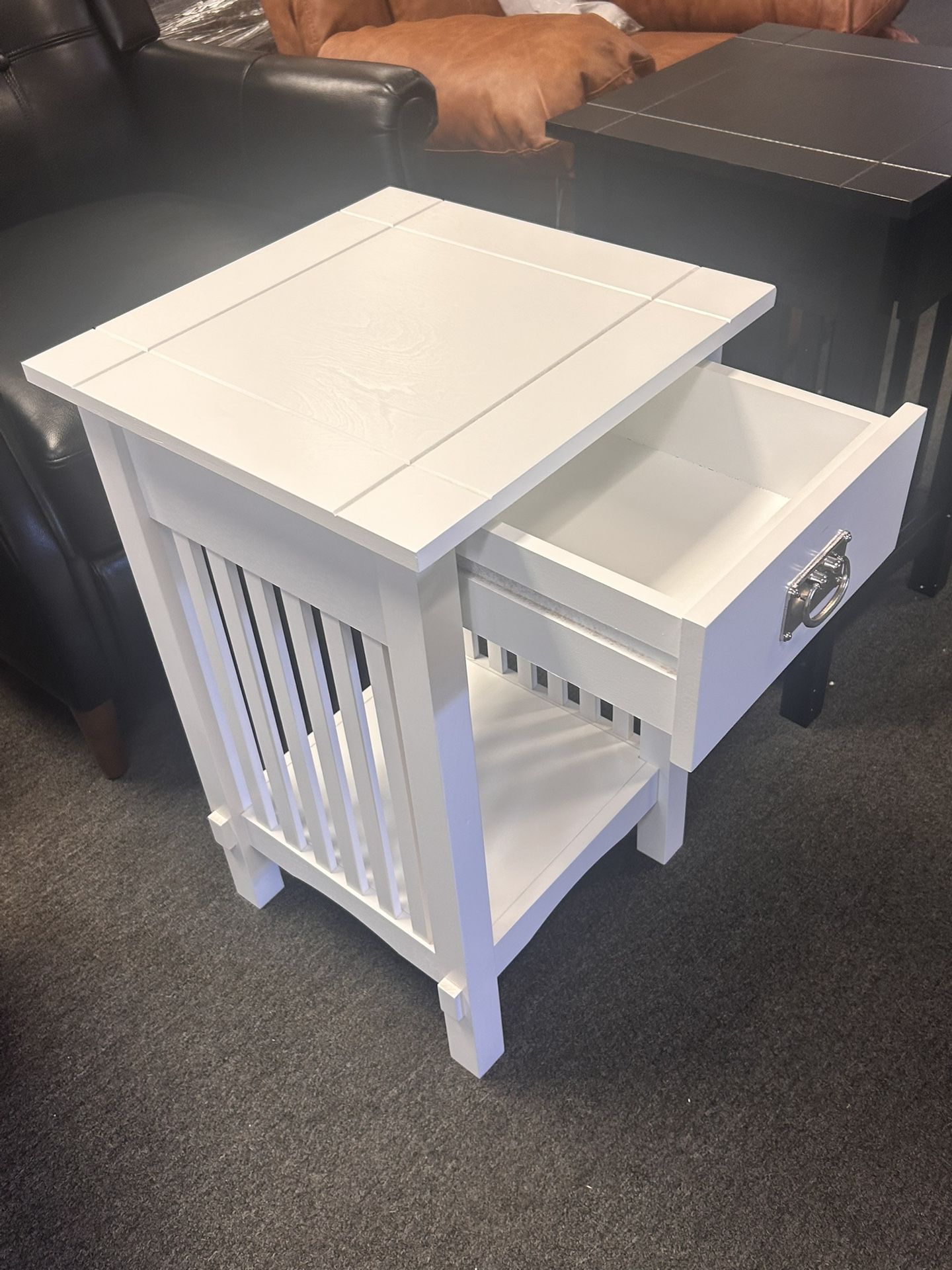 Nightstand End Table Wood Mission Style White