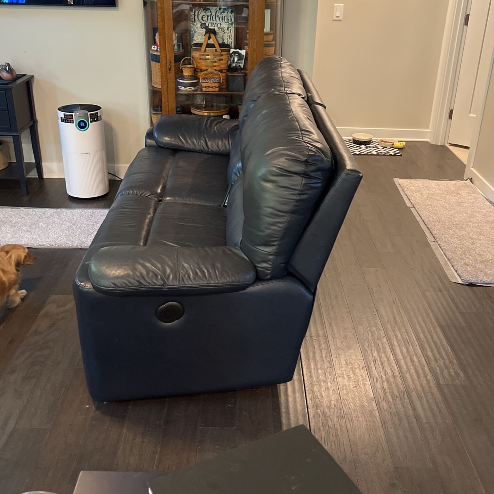 Double Power Recliner Leather Couch