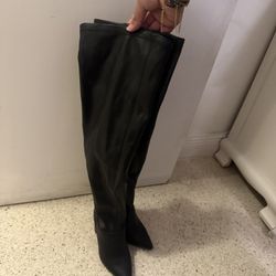 Madden girl knee-high leather high heels black boots size 8