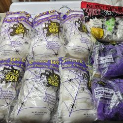 9 New Bags Of Halloween Spiderwebs