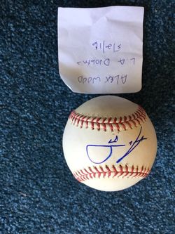Alex wood signed baseball Dodgers