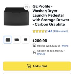 2 GE Profile Washer/Dryer Laundry Pedestal with Storage Drawer - Carbon Graphite