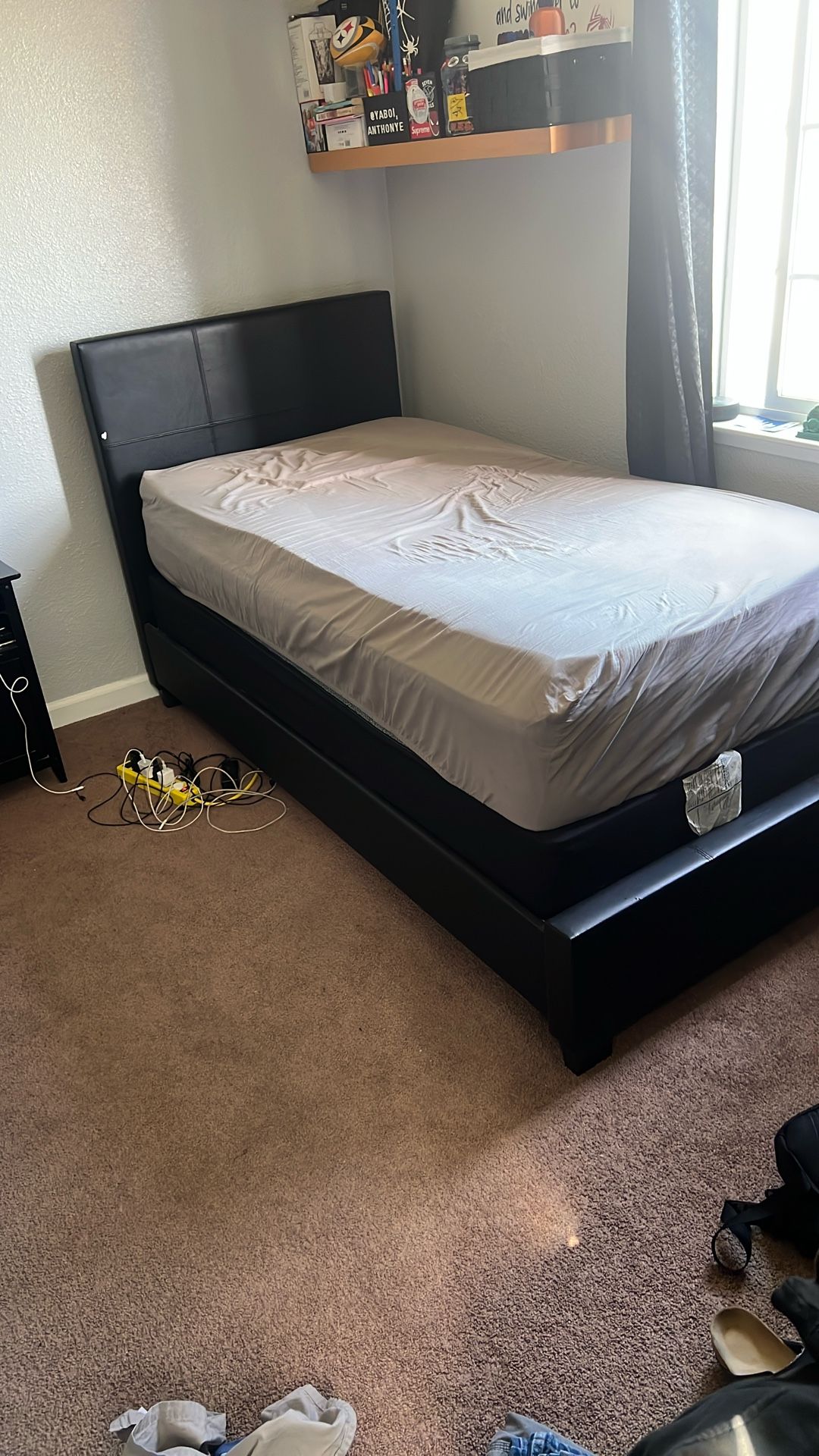 Twin bed frame and mattress