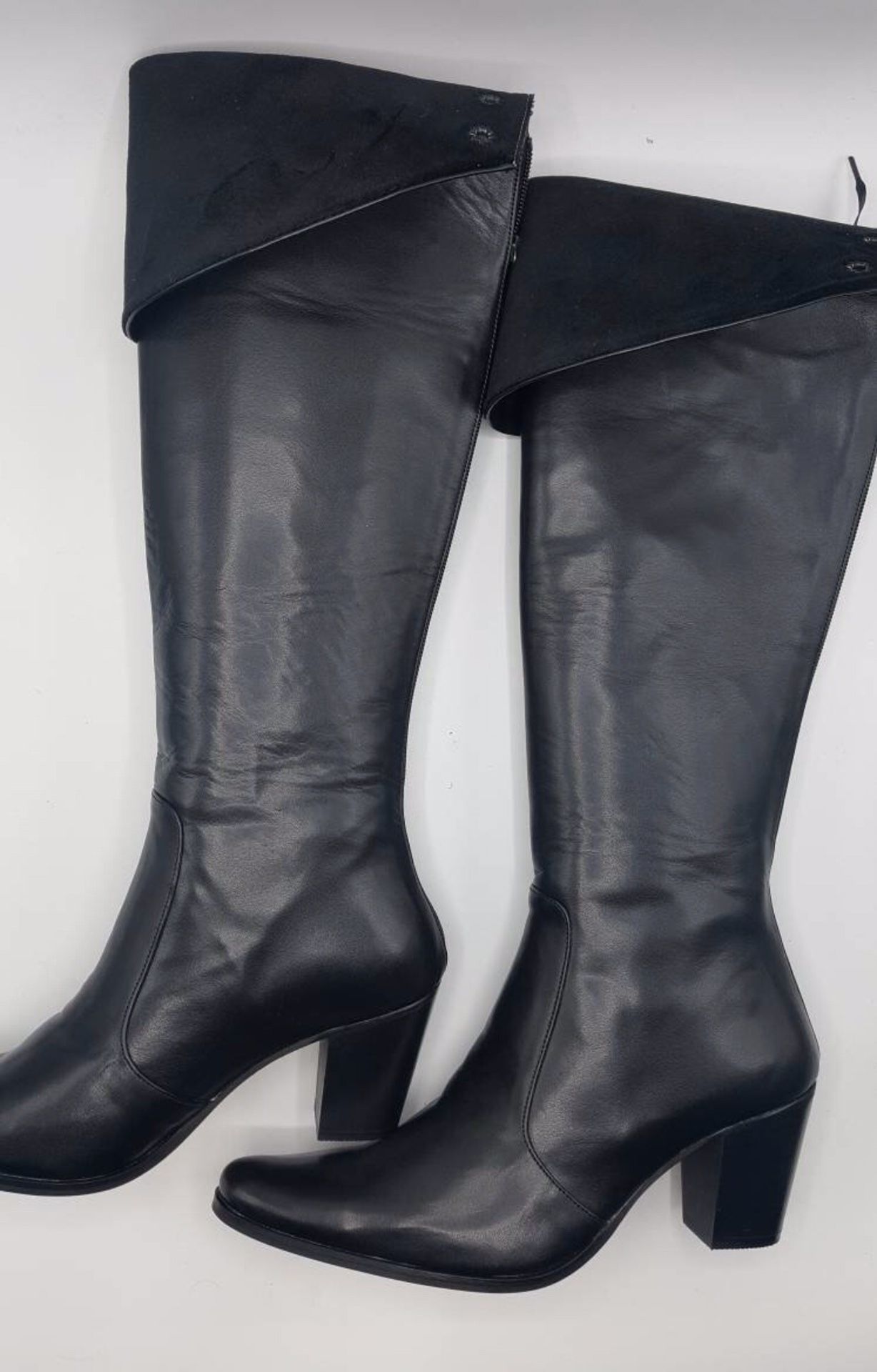 Custom Made Black Leather Boots Size 10