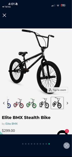Elite BMX Stealth 20" Freestyle Bike - Black (With Pegs)
