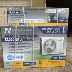 New Hessaire 12,000 BTU Mini Split AC & Heat Pump (22 SEER2, Wi-Fi)