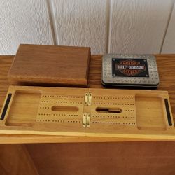 Harley Davidson Tin Card Set And 2 Cribbage Boards