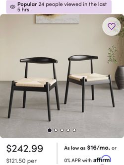 Set of 2 new solid wood wicker chairs