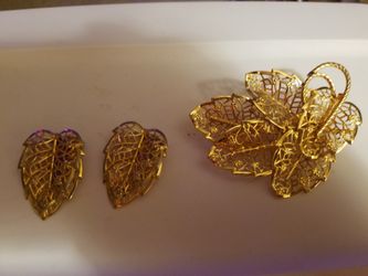 Clip on earrings/matching broach