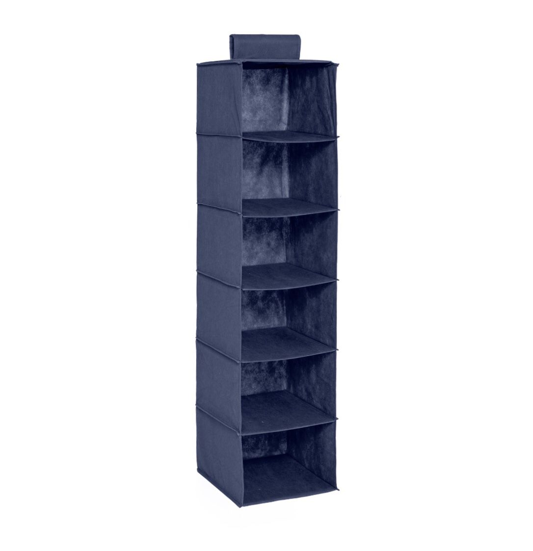 Dark Blue Canvas Hanging Cube Closet Organizer