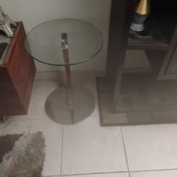 GLASS ABD WOOD END TABLES