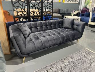 NEW SOFA CHARCOAL VELVET 90x36