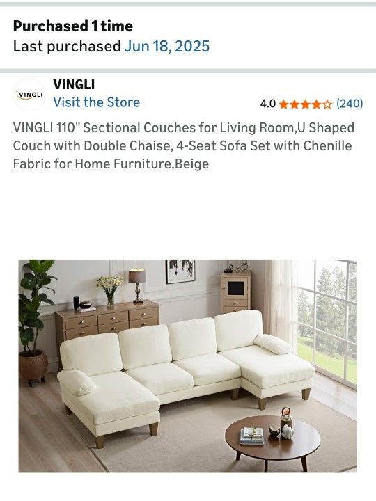 110" Sectional Couch For Sale (Negotiable)