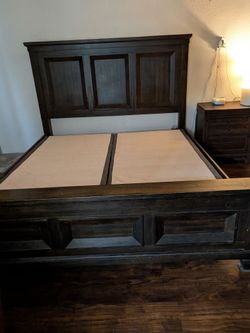 Solid wood king bed frame with headboard