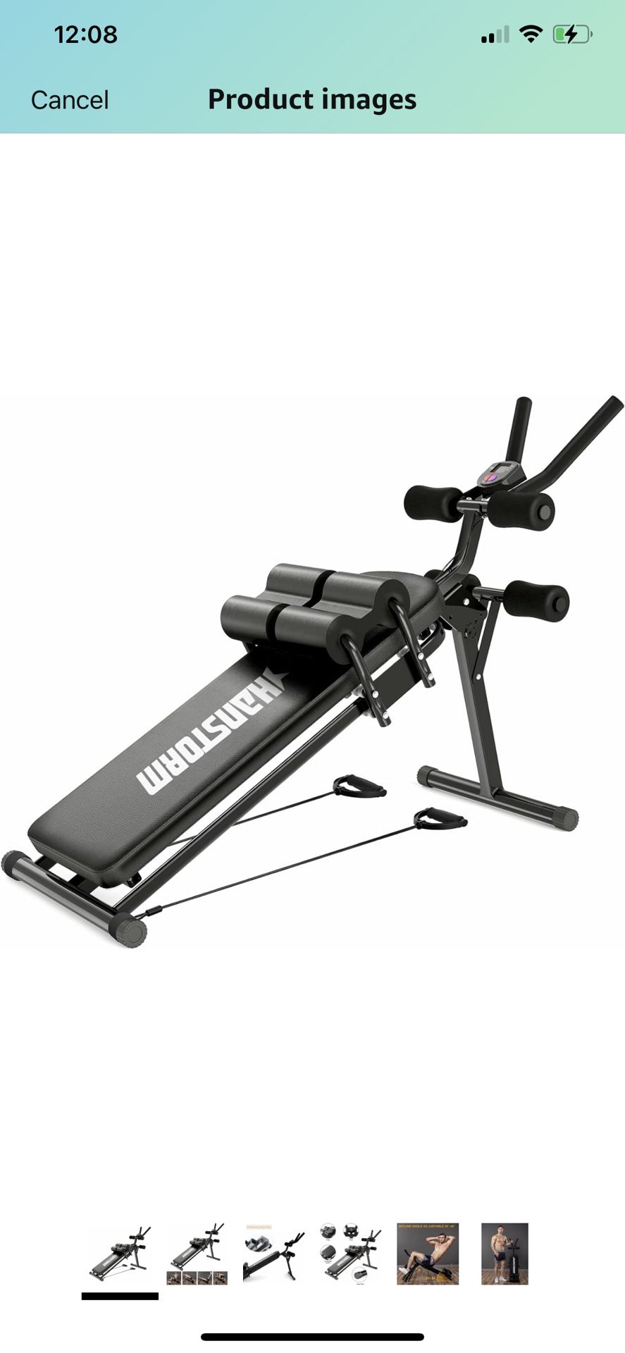HANSTORM Adjustable Folding Sit Up Bench Workout, Abdominal Exercise Equipment Bench for Men and Women, Slant Bench for Strength Training Fitness, Bla