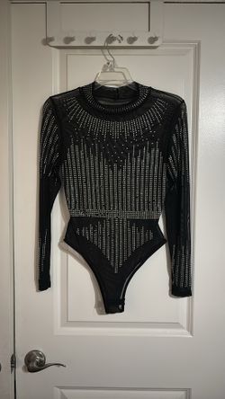 Black rhinestone body suit