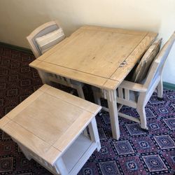 Dining Table with Two Chairs and Side Table