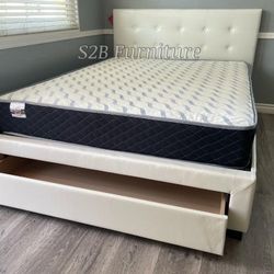 Full White Tufted Bed With Ortho Mattress!