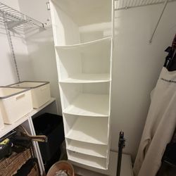 Hanging Closet Organizer Shelf (Fabric) – White – 6 Shelves