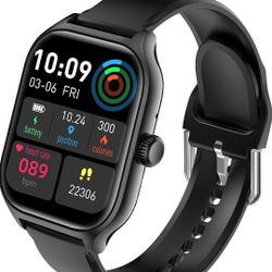 New Smart Watch with 1.85" Display, Call Functions, IP68 Waterproof, 100+ Sport Modes, Heart Rate Monitor, Sleep Tracker, Pedometer, Black, for Androi