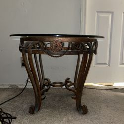 Iron Glass End Table