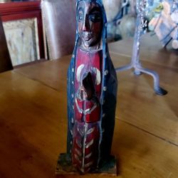 Rustic Carved Wood Santo Statue