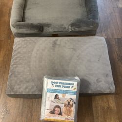 The image features Two Bedsure Orthopedic Dog Bed W/ Dog Training pads 