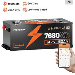 Humsienk 48V 150Ah Golf Cart LiFePO4 Battery with Bluetooth