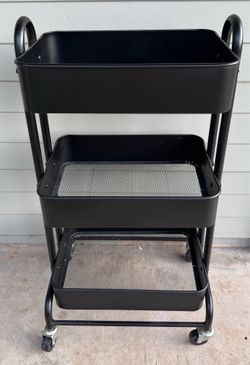 Used Black 3-Tier Metal Rolling Storage Cart