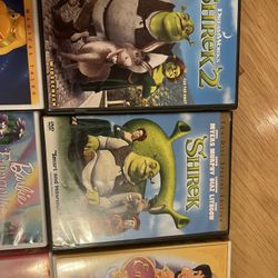 Barbie,Shrek,Disney Princess,Cinderella DVD’s