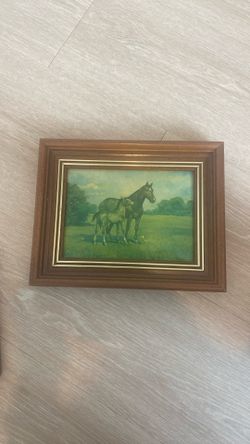 Vintage Metal Horse & Foal Print – Made in France - Handmade 1962