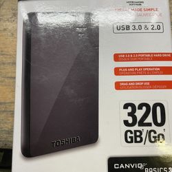External hard drive 320 gb. Usb connection 