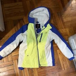New Youth unisex SWISS TECH hooded COAT blue gray neon JACKET 4 in 1 Sz M (7/8)