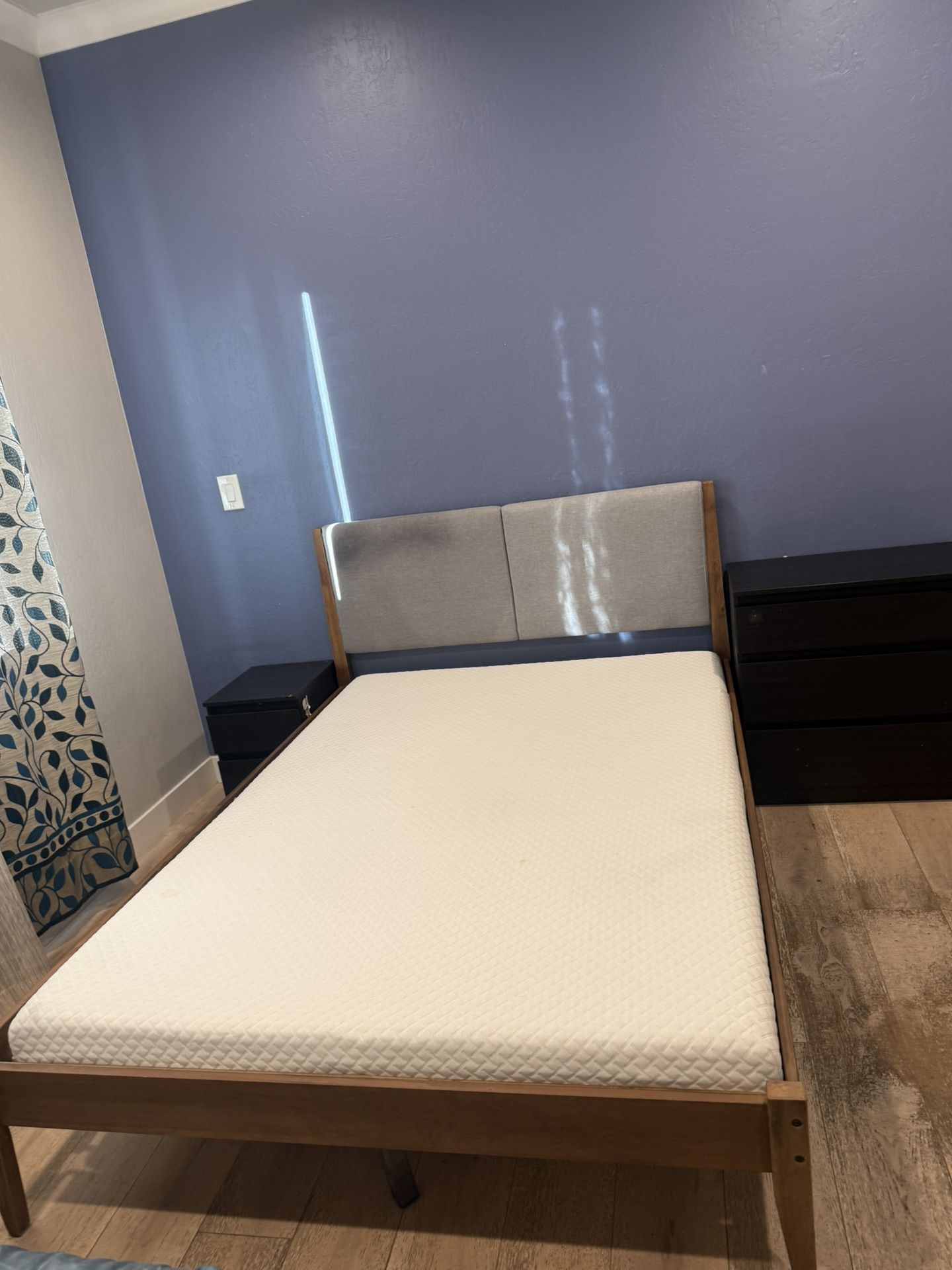 Full Double Platform Bed With Memory Foam Mattress Cama Colchon Cot Sleep 🛌 