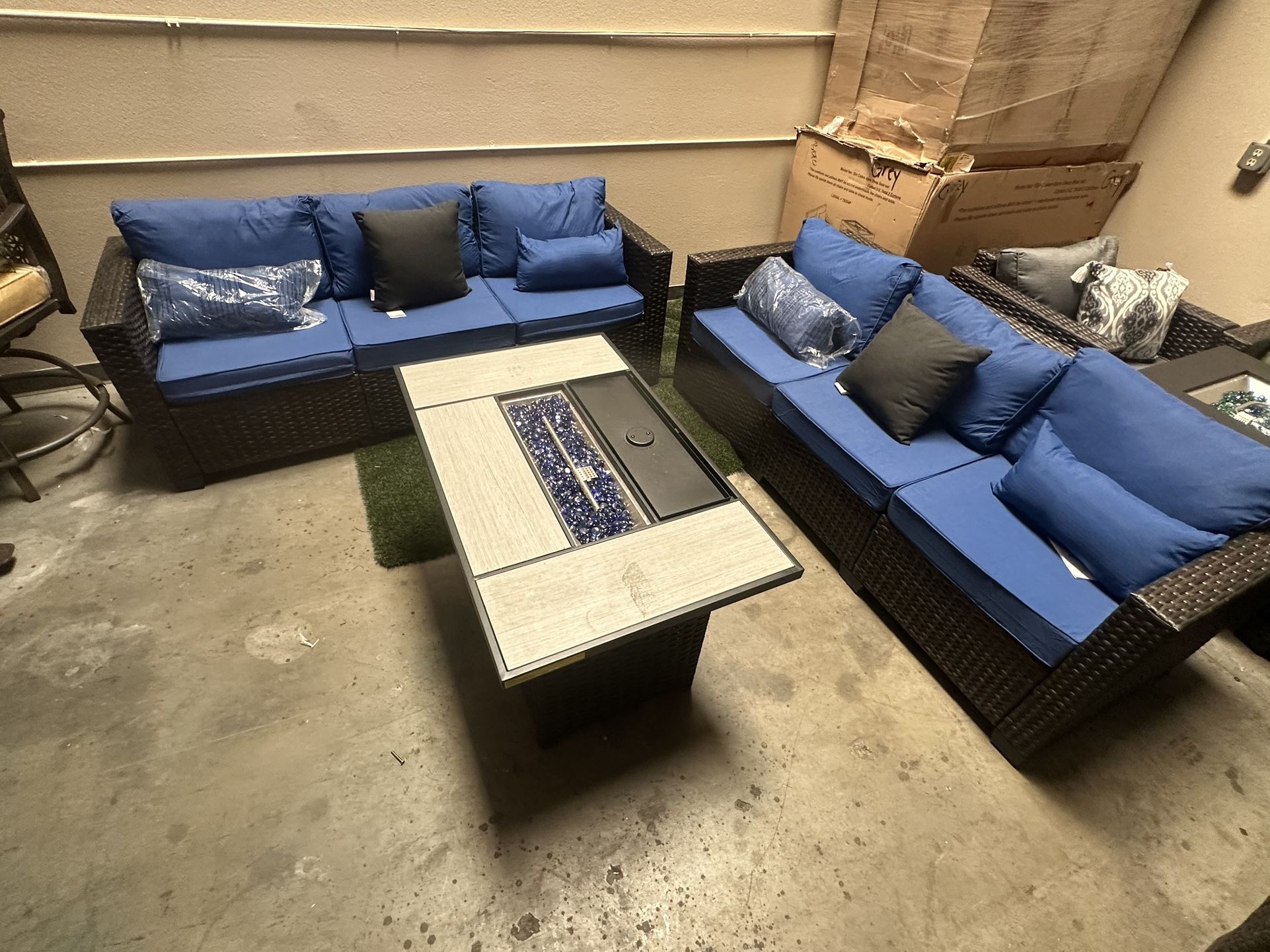 New Outdoor Patio Furniture Set With Fire Pit Table