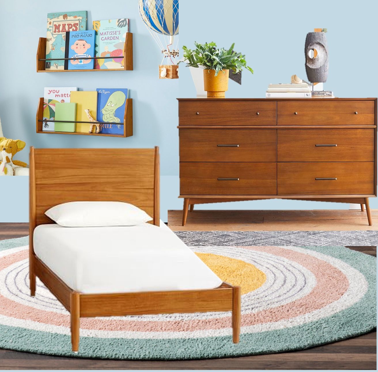 West elm pottery barn Mid Century Bedroom Furniture Set