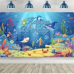 Sea/ Ocean Birthday Party Banner And Balloons