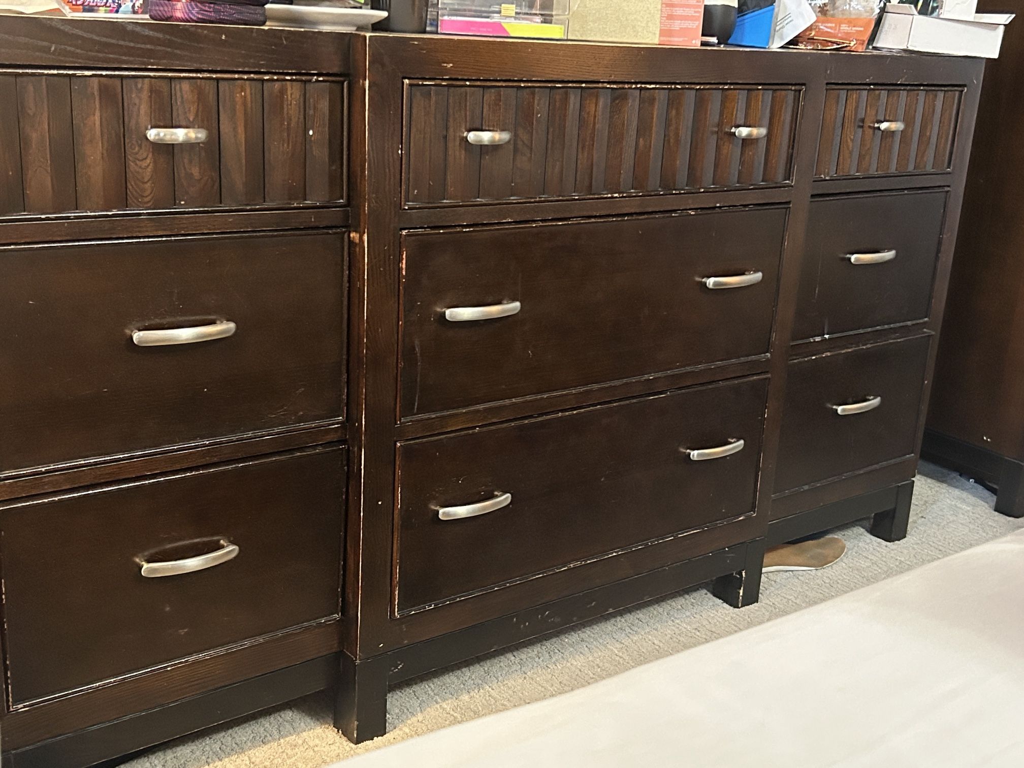 2 Dark Brown Cherrywood Dressers