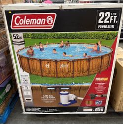Coleman Power Steel 22FT Above Ground Pool Tritech Liner Filter Pump Ladder