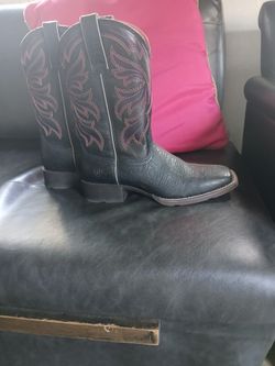 Black Leather Western Cowboy Boots