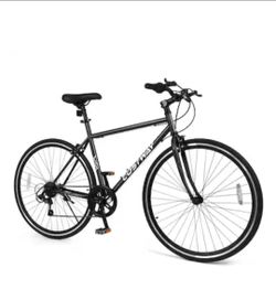 6-Speed Cycling Bike with All-terrain Rubber Wheels Dual Brakes Adjustable Saddle Black