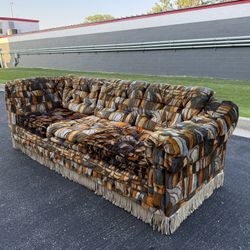 Groovy 70s Vintage Sofa, Funky Pattern & Fringe | Mid-Century ***Free CurbSide Delivery*** 