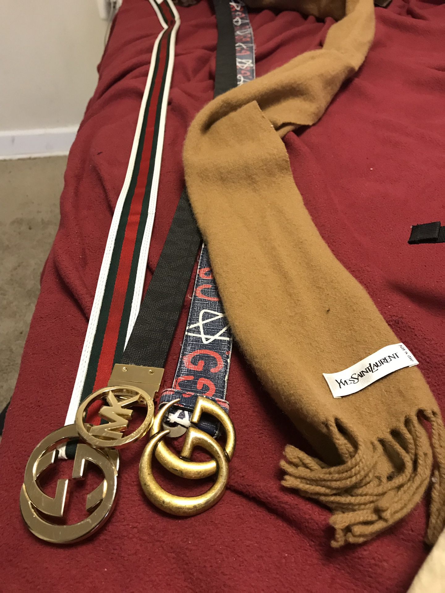 3 belts & ysl scarf