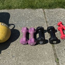 Dumbbell Weights And Medicine Ball