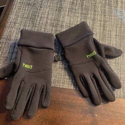Boys Black Neón Green Head Gloves Size 14 
