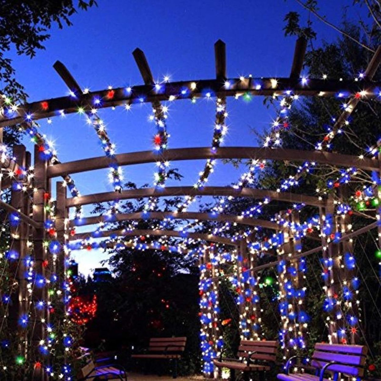 200 LED solar copper wire string decorative garden lamp party lamp fairy light tree gazebo tent- Multi Color