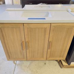 42” Brand New Bathroom Vanity in Walnut color, Soft Close Solid Wood with Marble Top in White  $729 